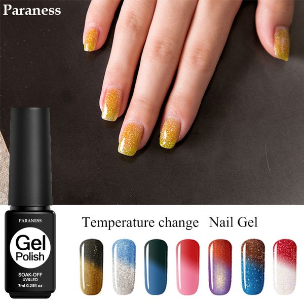 

paraness mood change thermo gel nail polish professional soak off lucky gel varnish temperature changing 29 color uv lacquer, Red;pink