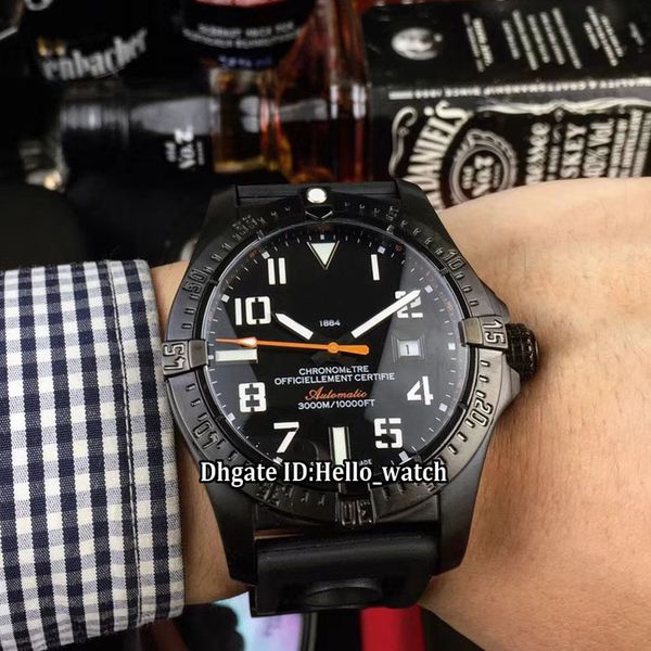 

new avenger ii seawolf a1733110 black dial japan miyota automatic mens watch pvd black steel case rubber strap gents wristwatches, Slivery;brown