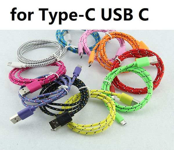 

1m 2m 3m colorful new fabric nylon braided type-c usb c cable for samsung for blackberry for htc cloth braided cable 300pcs/lot