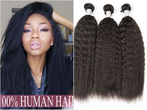 2020 Kinky Straight Hair Weave Bundles Coarse Yaki Hair Weaving