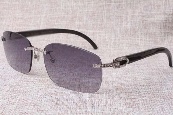 fabricantes de alta qualidade produzem óculos de sol sem moldura, designer exclusivo de diamantes 8200759, óculos, óculos com lentes retangulares de chifre preto