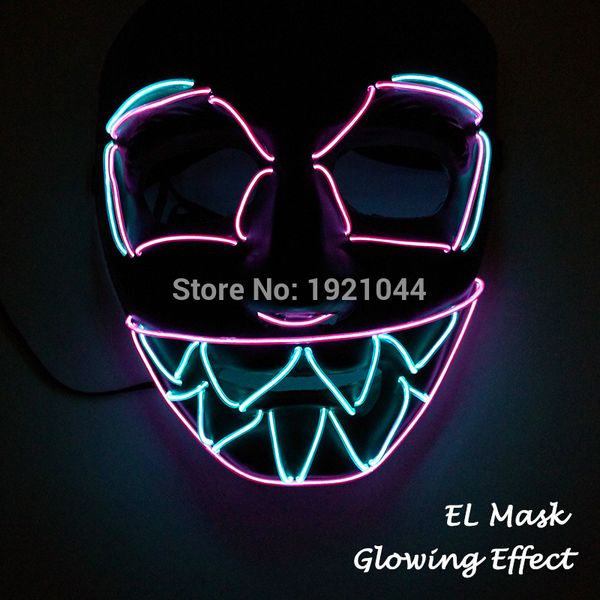 

new type glowing props el wire glow party mask led light up mask christmas flash products halloween fright