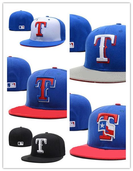 

Hot New Men's red color Rangers on field fitted hat embroiered T letter team logo fans summer baseball Hat full closed Chapeu brands