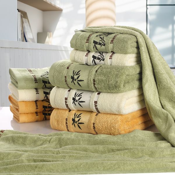 

drop shipping bamboo towel set hand face towel and bath towels for adults summer beach bathroom super absorbent bath 3pcs