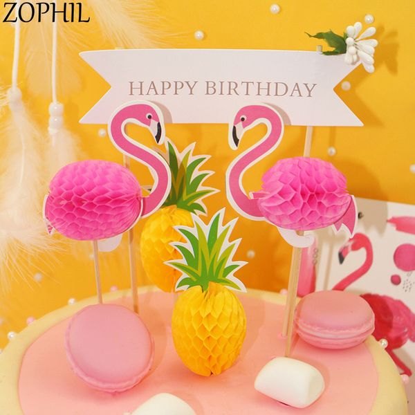 

zophil 20pcs flamingo pineapple cake er summer hawaii party decoration bridal shower ing supplies candy bar accessories