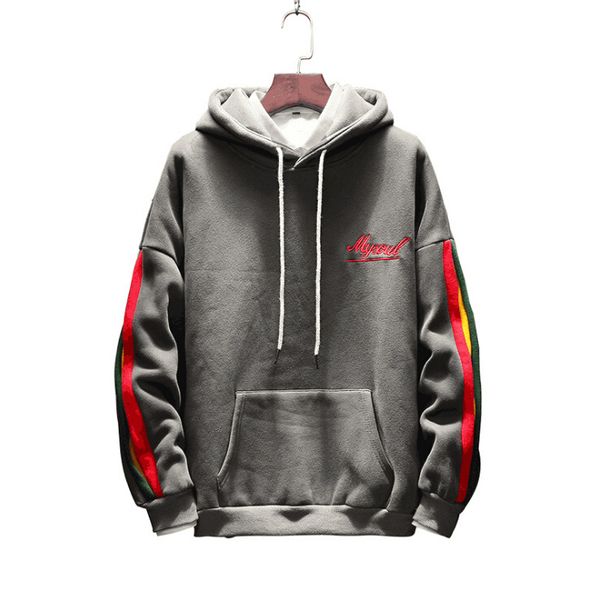 

New Fashion Mens Sweatshirt for Autumn Colorful Stripe Long Sleeve Hoodies Letter Embroidery Decoration Hooded Pullovers S-5XL