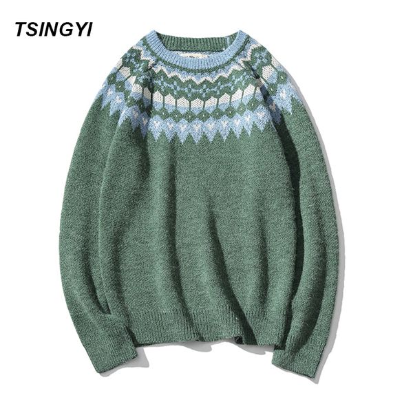

tsingyi pullover man christmas sweater brand knitted cashmere sweater men vintage xmas beige green color snow mens sweaters, White;black
