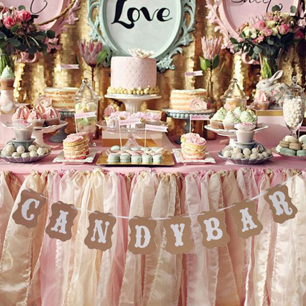 

1 set candy bar kraft paper cardboard bunting banner garland wedding decor sign fashion party decor supplies