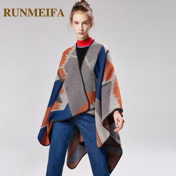 

2018 new fashion winter women warm plain poncho and capes for ladies coat shawls oversize female elegant soft cloak