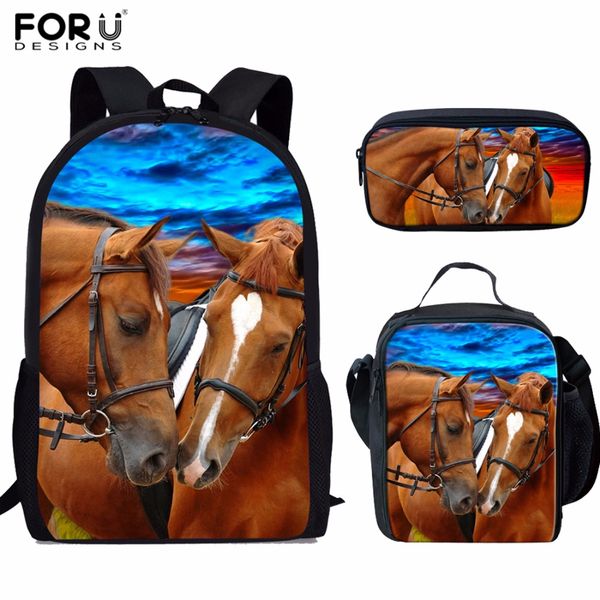 

forudesigns children school bags for girls backpack kids cool horse printing schoolbag set primary school backpack mochilas