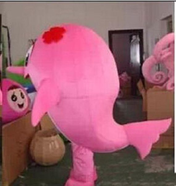 2018 Sconto vendita in fabbrica Big Wolf delfini rosa cartoni animati bambole costumi mascotte costumi di scena Halloween spedizione gratuita