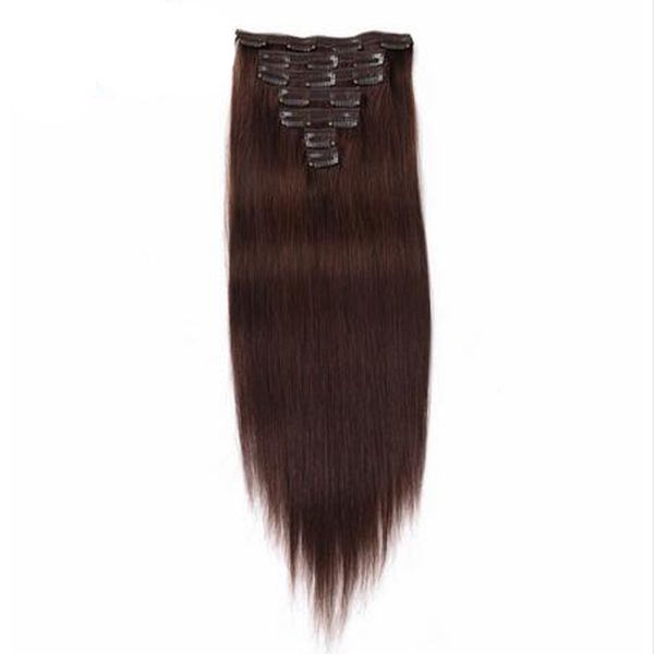 Clip afro-americana per capelli lisci brasiliani Remy nelle estensioni dei capelli umani 100G 7 pezzi Clip per capelli umani al 100% Senza spargimento, senza grovigli