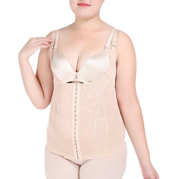 

plus size shapewear for women tummy control slimming underwear camisole plus size body shaper corset waist trainer shape wear, Black;white
