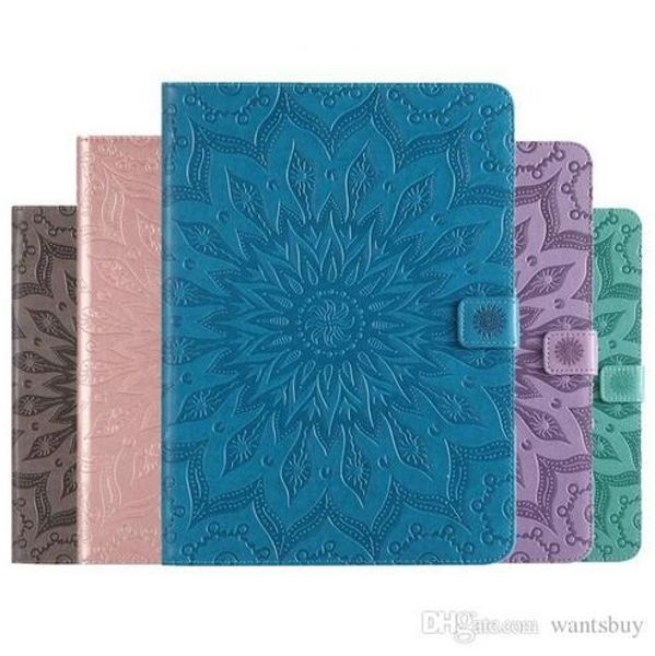 

mandala flower embossed sleep wake up flip wallet stand pu leather case for ipad mini 123 4 new ipad 9.7 2017 2018 234 air 1/2 t280 t350