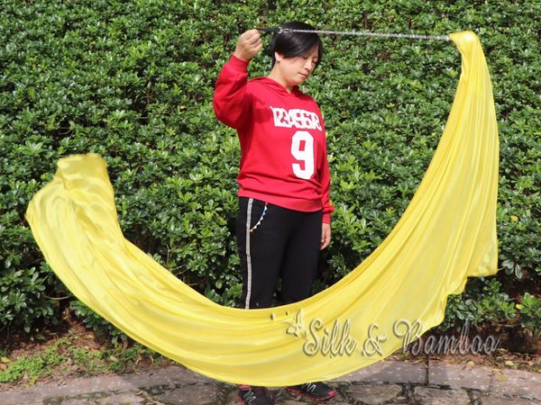 

plain yellow, 1 piece 2.3m*0.9m(90"*35") detachable hand painted belly dance silk veil poi, real flowy silk, Black;red