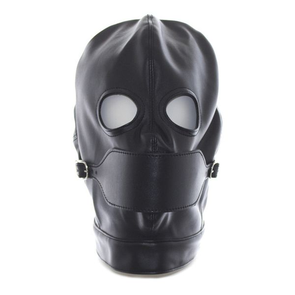 

slave fetish restraints masks couples cosplay products pu hoods bondage leather gag mask for toy head with