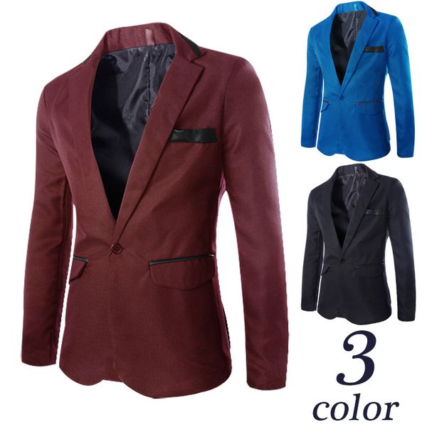 

fashion new spliced casual blazer for men notched men jacket single button office blazer hombre, White;black