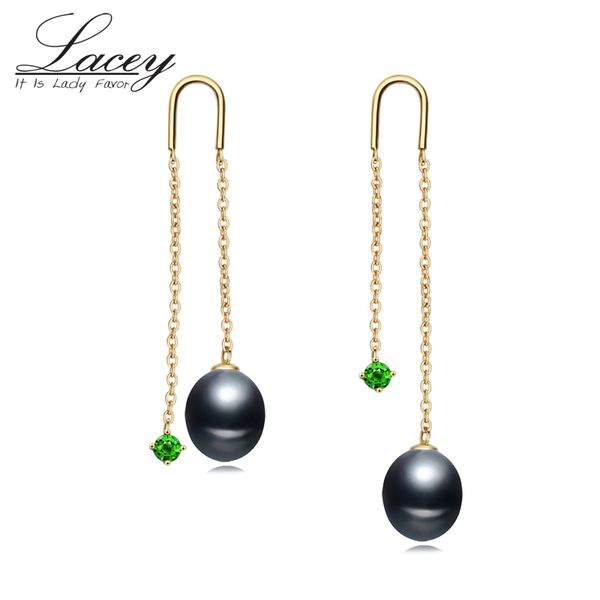 

fashion 925 sterling silver earrings,freshwater pearl earrings for women wedding gift,long real pearl earrings double chains, Golden;silver