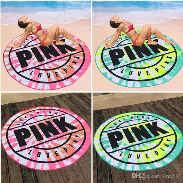 

New Pink Microfiber Round Beach Towel 160cm Soft Quick Drying Swimming Bath Sports Towels Picnic Blanket Towel I286