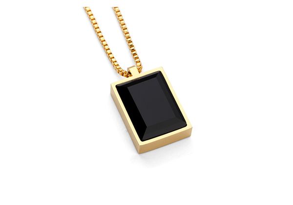 

good gift small pendant necklace simple luxury black square created gem crystal rhinestone choker rose gold jewelry men\women, Silver