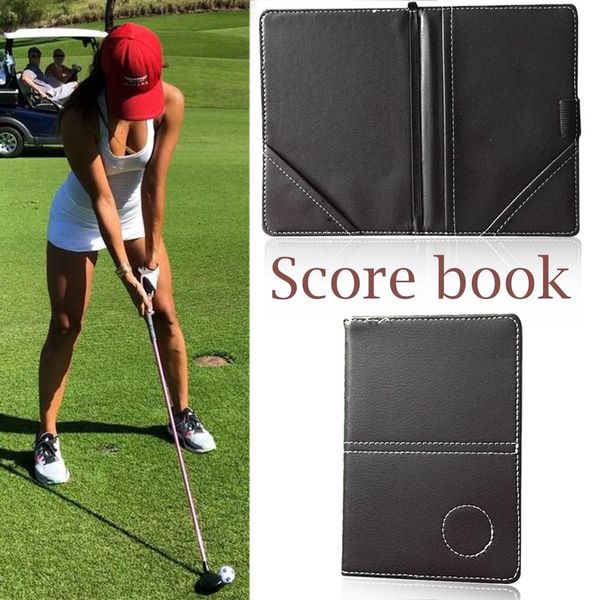 

2018 new black color golf scorecard playground pu book cover golf scorecard unique pu high-end score book