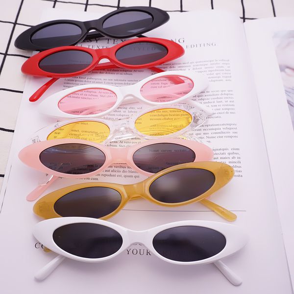 

small oval sunglasses women 2018 brand designer drop shaped cool glasses female black red yellow frame eyewear men uv400, White;black