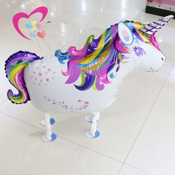 

walking unicorn balloon cartoon animals foil balloon for birthday party decorations kids toys wholesale