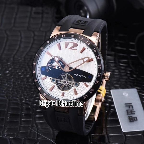 2019 Yeni Yönetici Rose Gold Beyaz / Siyah Otomatik Tourbillon Erkek İzle Siyah Kauçuk Kayış Spor Saatler Ucuz Puretime BM-B115a1 Dial