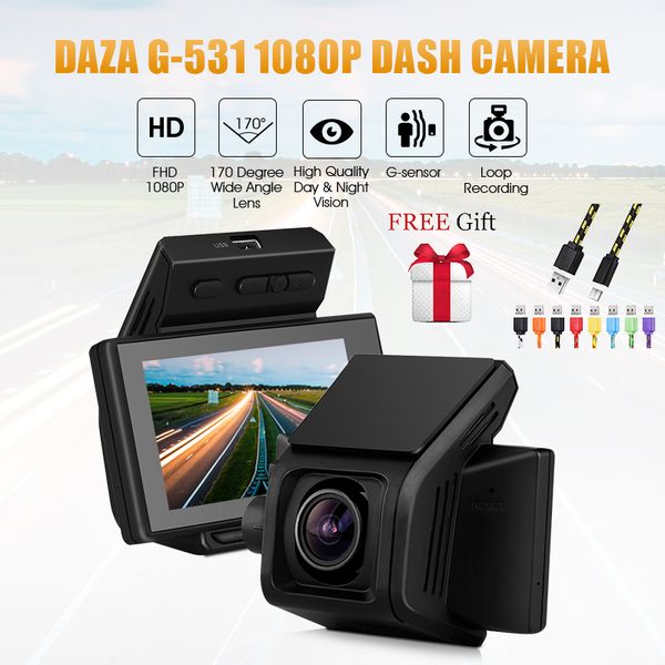 

new daza fhd 1080p dash cam g-531 car dvr 170 wide angle dashboard camera car video recorder with g-sensor loop recording