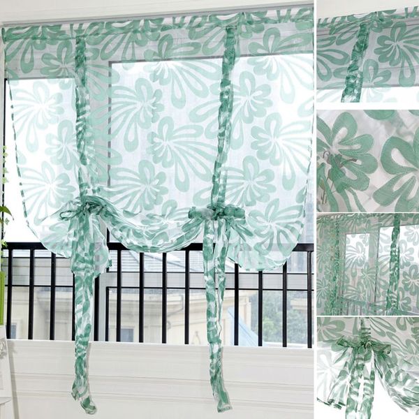 

kitchen short curtains jacquard roman blinds floral white sheer panel blue tulle window treatment door curtains home decor d1