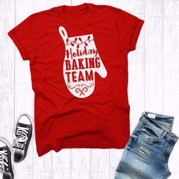

праздник выпечки команда рубашка рождество мода женщины мода графический смешно эстетический красный хлопок повседневная рубашка tumblr tee, White