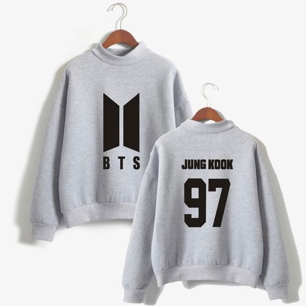 

bts women hoodies sweatshirts 2018 k bangtan boys hip-hop hoodies new song dna k- winter clothes turtleneck outwear 4xl, Black