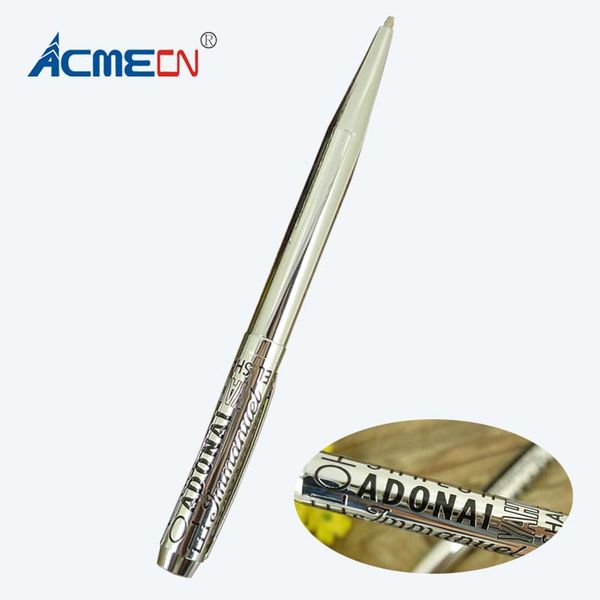 

acmecn unique design silver ballpoint pen etching pattern odm logopen for retail shop pen & pencil supplier embossing letter, Blue;orange