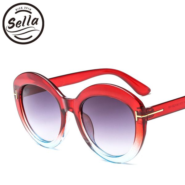 

sella new fashion ladies oversized round sunglasses transparent jelly color frame gradient lens women cateye summer sun glasses, White;black
