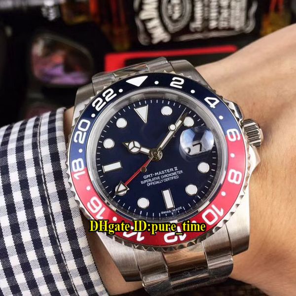 

5 цвет ур завод 40 мм дата gmt ii 126710 синий циферблат автоматические мужские часы красный / синий безель сапфировое стекло нержавеющая ст, Slivery;brown