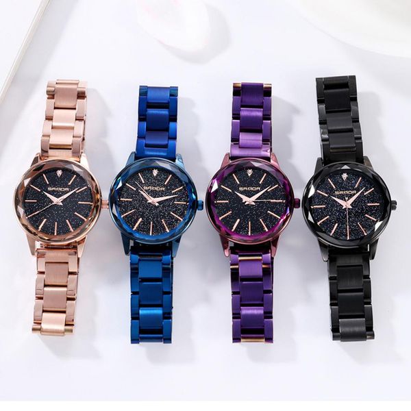 

missky starry sky quartz watch men women fashion watches with stylish steel chain watchband casual wristwatch san0, Slivery;brown