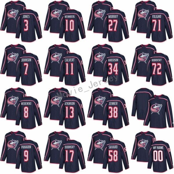 

Columbus Blue Jackets 72 Sergei Bobrovsky Jerseys 2018 New Season Ice 9 Artemi Panarin 13 Cam Atkinson 71 Nick Foligno Jersey Custom