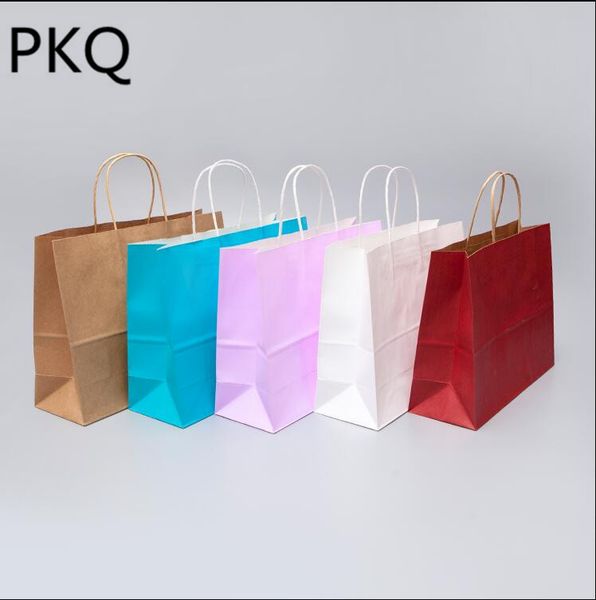 

50pcs large kraft paper bags with handles colorful gift bag for wedding christmas party shopping clothes gift packaging bags