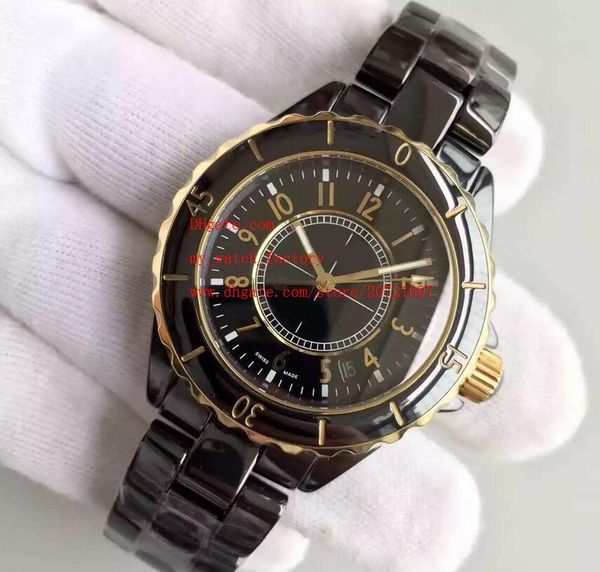 

factory supplier luxury wristwatches ceramic 38mm black dial automatic mechanical date mens womens wrist watch watches, Slivery;brown