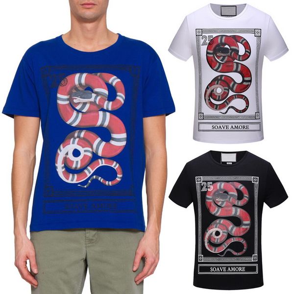 

Печатных змея хлопок повседневная Мужские футболки высокое качество мода с коротким рукавом футболки мужская Tee топы 2018