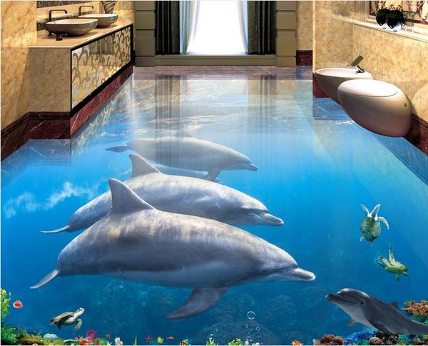

обои ванная комната дельфин подводный мир 3d ванная комната гостиная пол ванная комната обои