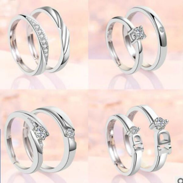 

designer jewelry wedding rings sets for couples lovers wedding engagement open rings fashion of shipping, Silver