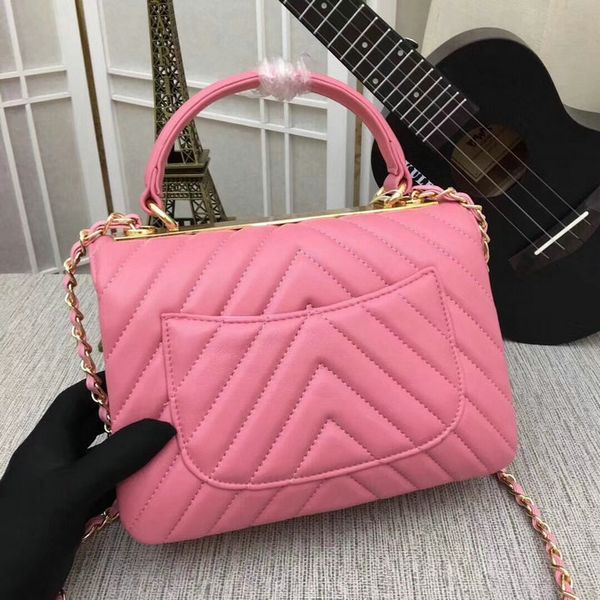 

New Lambskin Leather Bag Women Luxury Brand Designer Handbags Top Quality Fashion Shoulder Bag Beige Gold/Silver Chain Bags