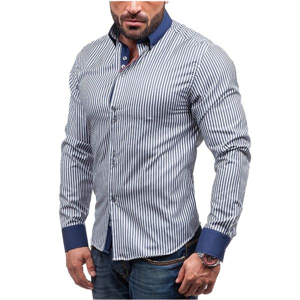 

2018 casual shirts men fashion long sleeve stripe shirt camisa masculina men shirt male brand clothing large size 3xl, White;black