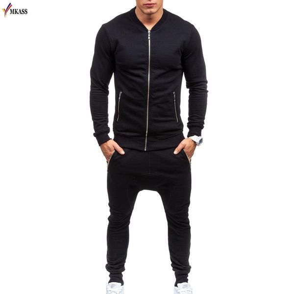

2018 autumn men's brand tracksuits set jacket+pants thick sweatsuit 2 piece set sporting suit plus size -3xl fitness clothing, Gray