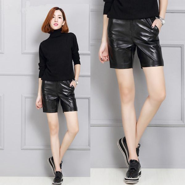 

2019 women autumn and winter sheepskin leather wide pants k5, White;black