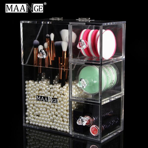 

acrylic makeup organizer clear holder case maange lipstick nail polish rack cosmetic storage box make up brushes holders stand tools