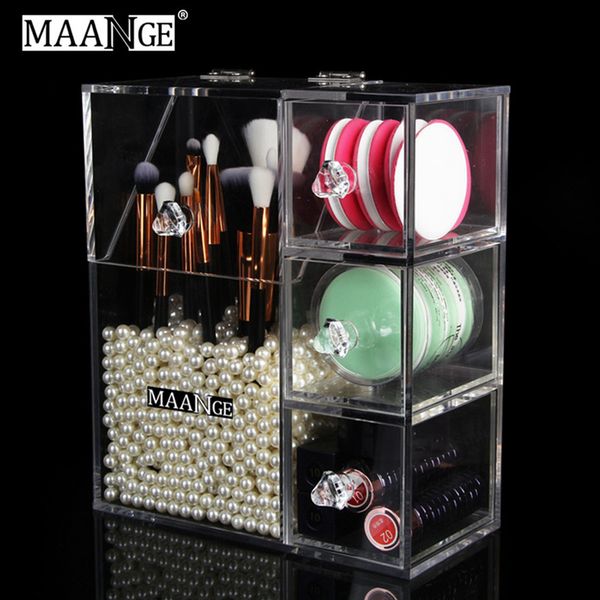 Acrylic Makeup Organizer Clear Holder Case Maange Pipstick Nail Польская стойка Косметическая коробка для хранения Макияжа Щетки держатели стенд инструменты