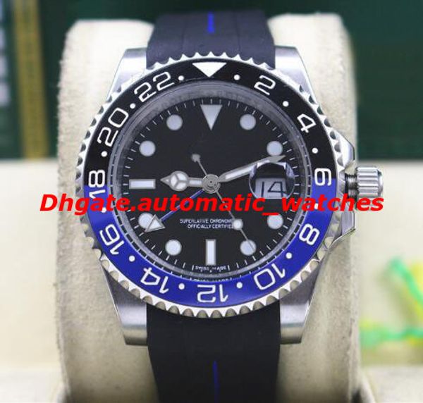 

3 style luxury ii 116710b 40mm ceramic bezel batman rubber bracelet automatic mechanical men watches new arrival, Slivery;brown