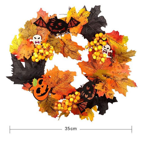 

35cm halloween christmas garlands simulation autumn leaves pumpkin berries lantern garlands home dining room window decorations